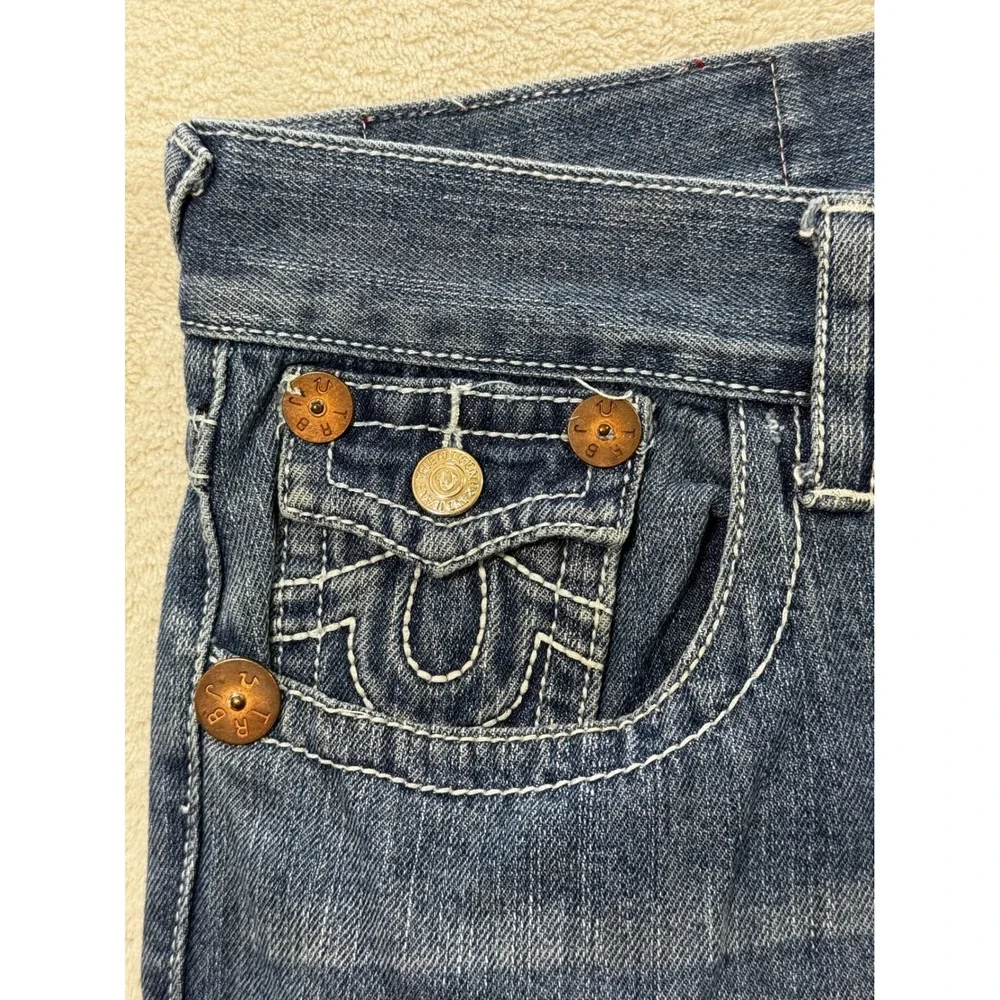 True Religion Mens Joey Super T Flap Pocket Blue Jeans 34 Meas: 34x32
